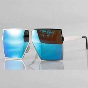 Unbranded Retro Style Oversized Square Shield Mirror Sunglasses